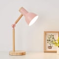 Miniatyrbillede 5 af 6: Sengelampe, moderne træbordlampe med metallampeskærm, justerbar natbordlampe til kontor, studie, soveværelse, børn, tænd/sluk-knap, lyserød pink