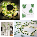 Miniatyrbilde 6 av 7: Dekorative lyslenker, 20 LED kunstige grønne blader lyslenke hjem dekorasjon lyslenke varm hvit lys for hjem kjøkken hage 2m