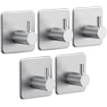 Miniatyrbild 1 av 8: Självhäftande krokar 5-pack, silverfärgade kraftiga klädkrokar, rostfria väggkrokar för badrum, vattentäta tornkrokar, inget behov av borrlim Black Silver5 Pack