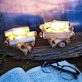 Miniatyrbild 2 av 7: Rustik Trä Tealight Ljusstake Set om 2 med Glaskopp Flytved Votive Tealight Hållare för Bondgård Bröllop Centerpieces Vardagsrum C