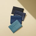 Miniatyrbild 6 av 8: Äkta läder korthållare 7 kortplatser Minimalistisk Ultra Slim för jacka, byxor Turquoise
