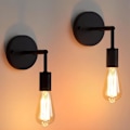 Miniatyrbillede 1 af 8: 2 Pak Vægskinner Industrielle Vægskinner Rotationsvæglampe E27 Sockel Vintage Vægbelysning Armatur til Soveværelse Stue Køkken Spisestue Round style