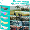 Pikkukuva 4 / 5: Polarisoidut pyöräilylasit miehille ja naisille Mtb urheiluaurinkolasit Anti-uv400 5 vaihdettavalla linssillä