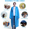 Miniatyrbilde 8 av 8: Bærbar regnfrakk, vanntett regnponcho med hette og ermer, gjenbrukbar regnresistent poncho for camping, nødsituasjoner, reiser D  Blue *2