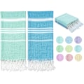Miniatyrbild 1 av 6: 2-pack turkiska bomullsstrandhanddukar, lätta, absorberande, snabbtorkande, badrums-, bad-, pool-, simhanddukar, extra stora, sandfria handdukar, strandtillbehör 2 Pack Stripes Blue Aqua