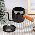 Miniatyrbild 5 av 5: 500 ml rostfritt stål kaffebryggare med långt pip och trähandtag (svart)