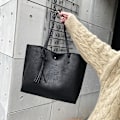 Miniatyrbillede 7 af 8: Tote taske til kvinder, damehåndtaske, blød PU læder stor kapacitet kvinders top håndtaske skuldertaske Black