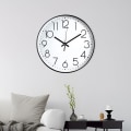 Miniatyrbild 7 av 7: Lås 9 tum tyst icke tickande modern kvarts batteridriven digital tyst svepande kontor hem skola kök dekor klockor svart Pearl White 9Inch