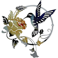 Pikkukuva 1 / 5: Metallista Kolibri Seinäkoriste, Pyöreä Kolibri Kukka Metallikehys, Seinälle Ripustettava Taideteos