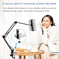 Miniatyrbilde 2 av 5: Tabletholder for seng, justerbar og sammenleggbar med 360 graders rotasjon for iPhone, iPad, mobiltelefon, nettbrett, Kindle Fire eller andre enheter 1,85\"-12,8\"
