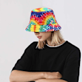 Pikkukuva 3 / 4: Söpö ämpärihattu rannan kalastajille naisille, kääntyvä kaksisuuntainen käyttö Tie Dye Multicolored