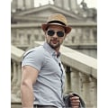 Miniatyrbillede 7 af 7: Dame Halm Panama Hat Fedora Strand Solhat Bredskygget Halm Rulle op Hat UPF 50+ Short Brim: Khaki F One Size