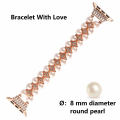 Miniatyrbillede 3 af 3: Perle Armbånd Kompatibel med Apple Watch Rem 38/40/41mm iWatch Serie 8/7/6/5/4/3/2/1, Kunstig Elastisk Stretch Bling Diamant Smykker Armbånd,A