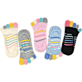 Pikkukuva 2 / 7: Naisten matalat varrettomat varpaiden erottavat puuvillaiset sukat, 4/5 paria Multicoloured 1 5 Pairs 45392
