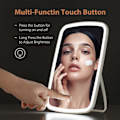 Miniatyrbillede 2 af 5: Makeup spejl touch screen belyst spejl med LED lysstyrke justerbar bærbar USB genopladelig---33 led meget lys