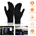Miniatyrbilde 3 av 7: Unisex Vintervarme Strikkhansker, Tykke Fleece Elastiske Mansjetter Smarttelefonhansker Ullhansker Egnet for Vinterutendørs Sport Black