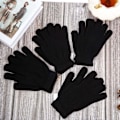 Miniatyrbillede 2 af 5: Magiske Vinterhandsker Unisex Handsker Strikkede Elastiske Votter Varme Handsker black