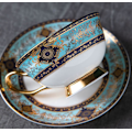 Miniatyrbillede 5 af 8: ® YBK Tech Euro Style Bone China Kop & Underkop Sæt, Keramisk Te Kaffe Kop til Hjem Køkken Bryllup (Royal Mønster - Himmelblå) Royal Pattern Sky Blue