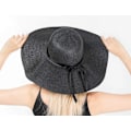 Miniatyrbillede 6 af 6: Damebred Strawhat med Bred Skygge, Foldbar, Rulbar, Strandhat, Solhat, UPF 50+ Style Lblack