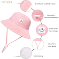 Miniatyrbild 4 av 4: Baby Solhatt Leende Ansikte Småbarn UPF 50+ Solskyddande Hinkhatt Fin Strandhatt för Baby Flicka Pojke Justerbar Mössa White+pink 06 Months