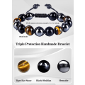 Miniatyrbild 5 av 7: Tigers Eye Armband Present för Honom - Personlig Trippelskydd Pärlarmband för Män - Fars Dag Examen Födelsedagspresenter To My Husband