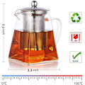 Miniatyrbillede 2 af 8: 500ML Borosilikat Glas Tekande, Løs Te Kander med Infuser, Firkantet Tekande med Si, Komfur Mikroovn Sikker Tekande til 2 Square Shape 500ML