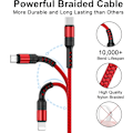 Miniatyrbild 5 av 8: Multiladdningskabel, 3 i 1 laddningskabel 3A USB snabbladdningskabel [1,2M] Multiladdningskabel med Micro USB Typ C Lightning-kabelkontakt Red 1.2M