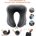 Miniatyrbilde 2 av 7: illow Memory Foam Nakkepute Lettvekt Hurtigpakke for Flytog Bil Nakkestøttepute for Reise Camping (Mørkegrå) Dark Grey U Design Neck Pillow