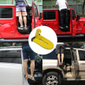 Miniatyrbilde 6 av 7: rstep Fotsteg Folding Ladder U-formet krok Pedal Enkel tilgang til taket med sikkerhetshammerfunksjon Biltilbehør for SUV, RV, terrengkjøretøy Yellow