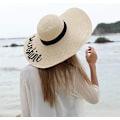 Miniatyrbilde 7 av 7: Kvinner sammenleggbar floppy bredbremmet stråsolhatt sommer strandhatt UV UPF 50+ 06Style Beige