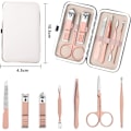 Miniatyrbild 2 av 4: Nagelklippare Manikyrset, 7 i 1 Rostfritt Stål Professionell Pedikyr Kit Nagelsax Manikyrset med Svart PU Läderfodral för Resor & Hem