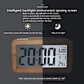 Miniatyrbillede 4 af 5: Træ LCD Digital Display Vækkeur Dato Temperatur Smart Sensor Natlys Batteridrevet Gave