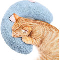 Miniatyrbild 1 av 6: Kudde för katter | Mjuk fluffig husdjursleksak för lugnande | Catnip-kudde Catnip-plyschleksak | U-formad kudde för sömn, vila, lek (blå) blue