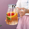 Miniatyrbillede 5 af 7: 1,5L glaskande med aftageligt låg, kande til varme og kolde drikkevarer i klart glas, nem at rengøre, borosilikatglaskande til te, cafe, citron A.1.5l A.1.5L