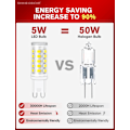 Miniatyrbilde 3 av 8: G9 LED-pære, 5W kald hvit 6000K, LED-pære ikke-dimbar, 450LM, tilsvarer 50W halogen, energisparende LED-pærer for taklamper, 6-pakning Model 2 Cool White