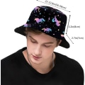 Pikkukuva 3 / 5: EN Auringonhattu Muoti Aurinkolippalakki Pakattava Ulkoilukalastajan Hattu Naisille Ja Miehille Unicorn and Star Silhouettes Pattern One Size