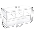 Miniatyrbillede 6 af 8: Q-tip-holderdispenser, 2-lags bomuldsholder til vatpinde, bomuldspudebeholder til badeværelsesforfængelighed bordpladeopbevaring, skuffeorganisator til Acrylic 2Layer