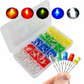 Miniatyrbilde 1 av 7: 500 stk 5mm LED lysdioder assortert sett, lavspenning diffus diode for DIY PCB-krets, indikatorlys