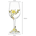 Miniatyrbillede 2 af 8: Håndmalede emaljerede blomster blyfri vinglas, 320 ml/10,8 OZ røde/hvide krystalvinglas (gul kop lilje) Yellow Cup Lily