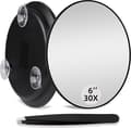 Magnifying Mirror with 3 Suction Cups, Makeup Magnifying Mirror with Tweezers, 30X Black