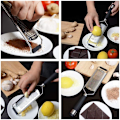 Miniatyrbillede 5 af 8: Køkkenostrevjern & citronskærer - Skarpt 18/8 rustfrit stålblad - Ergonomisk TPR-håndtag - Nemt at rive eller rive citron, appelsin, citrus, ch