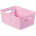 Miniatyrbilde 2 av 8: My Style Rattan Effect Set med 4 små rektangulære oppbevaringskurver på 4 liter - rosa - for kjøkken, stue, bad, soverom og vaskerom Pink 4 x 4L Small