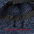 Miniatyrbild 5 av 7: Solhatt i halm för kvinnor, damer, hopfällbar, bredbrättad, med rosett, justerbar, strandhatt, elegant hinkhatt, UPF 50 UV-skydd, bekväm Dark Blue One Size