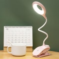 Miniatyrbilde 4 av 5: LED skrivebordslampe Øyevennlig klemmelampe Klemmelamper Leselys med USB-port Hvit rosa