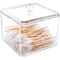 Miniatyrbillede 1 af 8: Q-tip-holderdispenser til vatrondeller, vatpinde, vatronde puder, Q-tip, tandtråd, apotekerkrukke i akryl til badeværelsestilbehør Square Ushaped