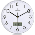 Miniatyrbild 4 av 8: Tyst väggklocka för kök med datum och dagtemperatur, silver väggklockor för vardagsrum modernt sovrum, LCD-display kvarts digital väggklocka B