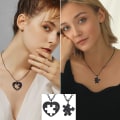 Miniatyrbillede 2 af 6: Rustfrit puslespil i rustfrit stål til 2 dele, halskæde med vedhæng, kat/livets træ/hjerteformet, tilpasset, yin yang-halskæder, smykkegave til Style 04 Black PlatedPersonalised Personalized