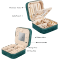 Miniatyrbild 3 av 7: mu Mini Smyckeskrin Organizer, Bärbar Resesmyckeskrin, Sammets Dubbelskikts Smyckespåse med Spegel, Ringar Örhängen Halsband Armband Jewelr Green
