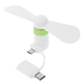 2-i-1 Typ C Micro USB Mini Fläktkylare för Samsung Xiaomi Huawei HTC Mobiltelefon White
