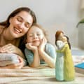 Mor och Dotter Figurer, Uttrycker Kärleksrelationer Mellan Dotter, Skulpterad Handmålad Figur Gåva[D]